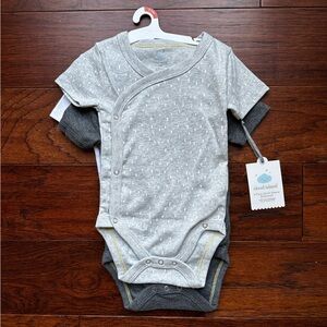 Cloud Island Gray, Dark Gray, and White Baby Bodysuit Trio